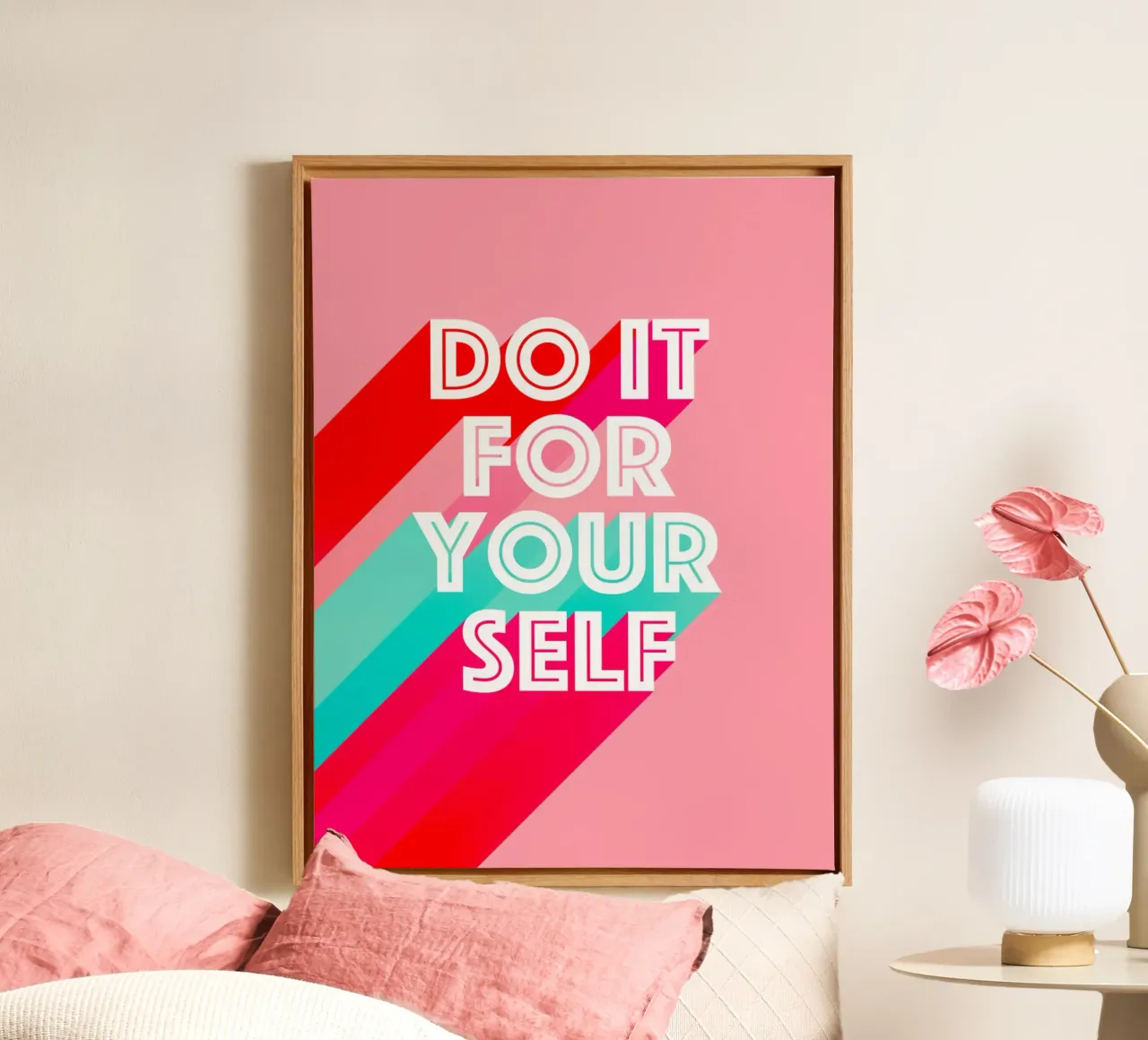 Fallo per te stesso - Tipografia rosa motivazionale tela con Cornice a cassetta da Dominique Vari Words
