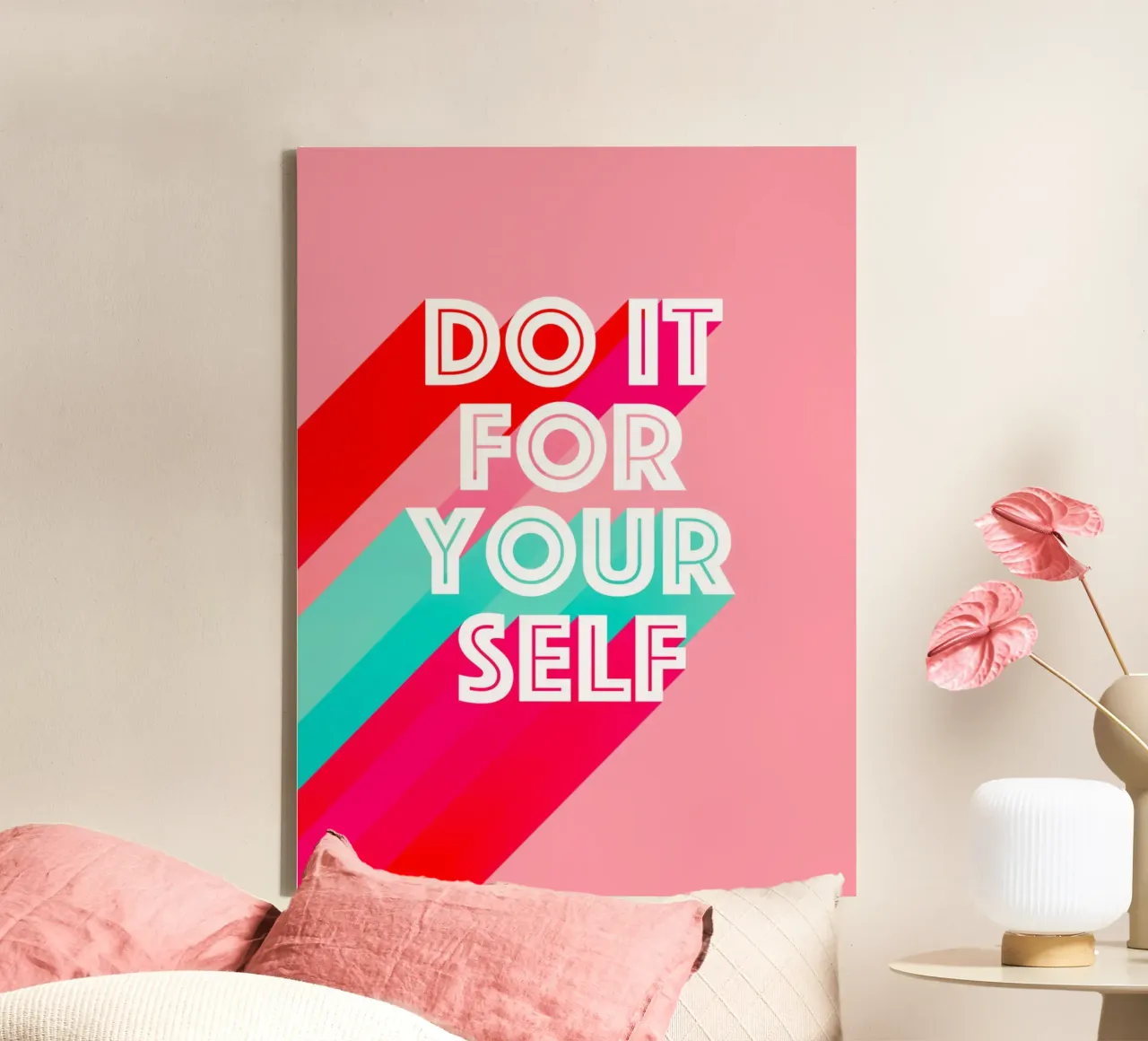 Fallo per te stesso - Tipografia rosa motivazionale tela con Cornice a cassetta da Dominique Vari Words
