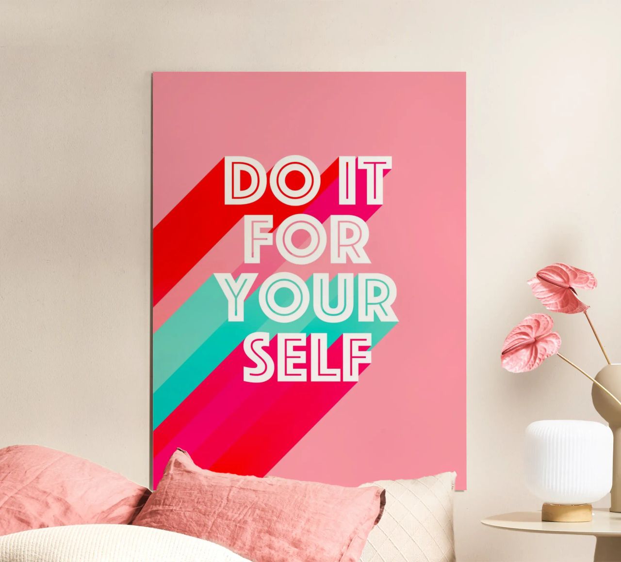 Do it for Yourself - Rosa Motivations-Typografie Poster von Dominique Vari Words