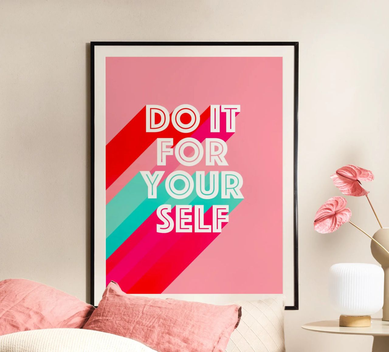 Do it for Yourself - Rosa Motivations-Typografie Poster von Dominique Vari Words