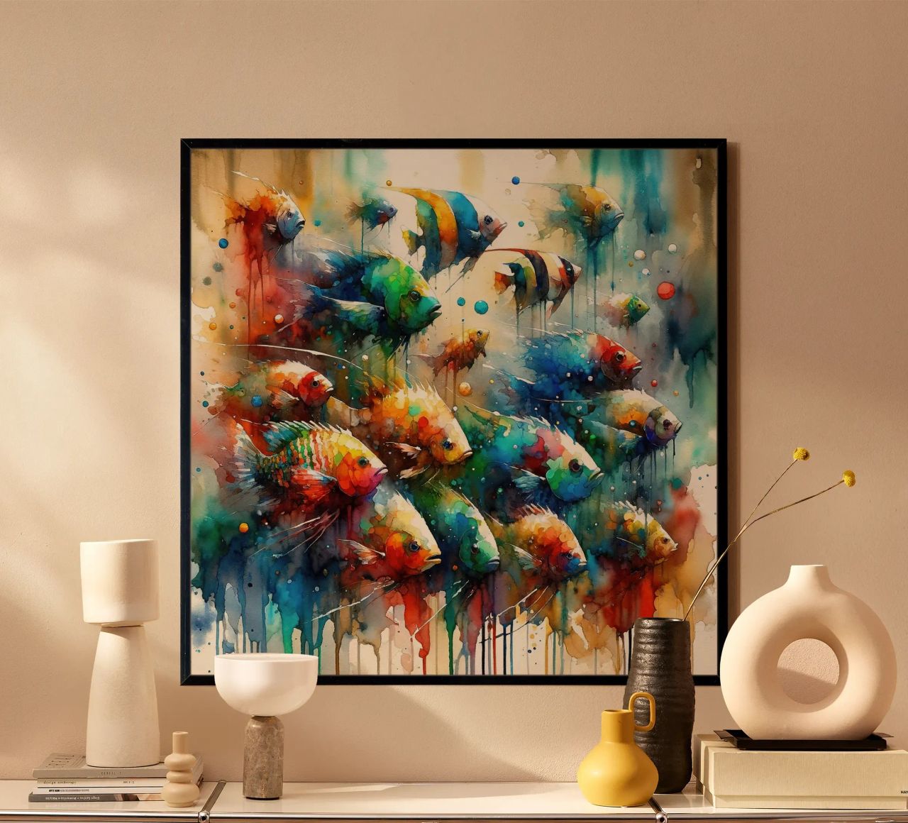 Aquatischer Tanz der Farbtöne Poster von Chromatic Fusion Studio