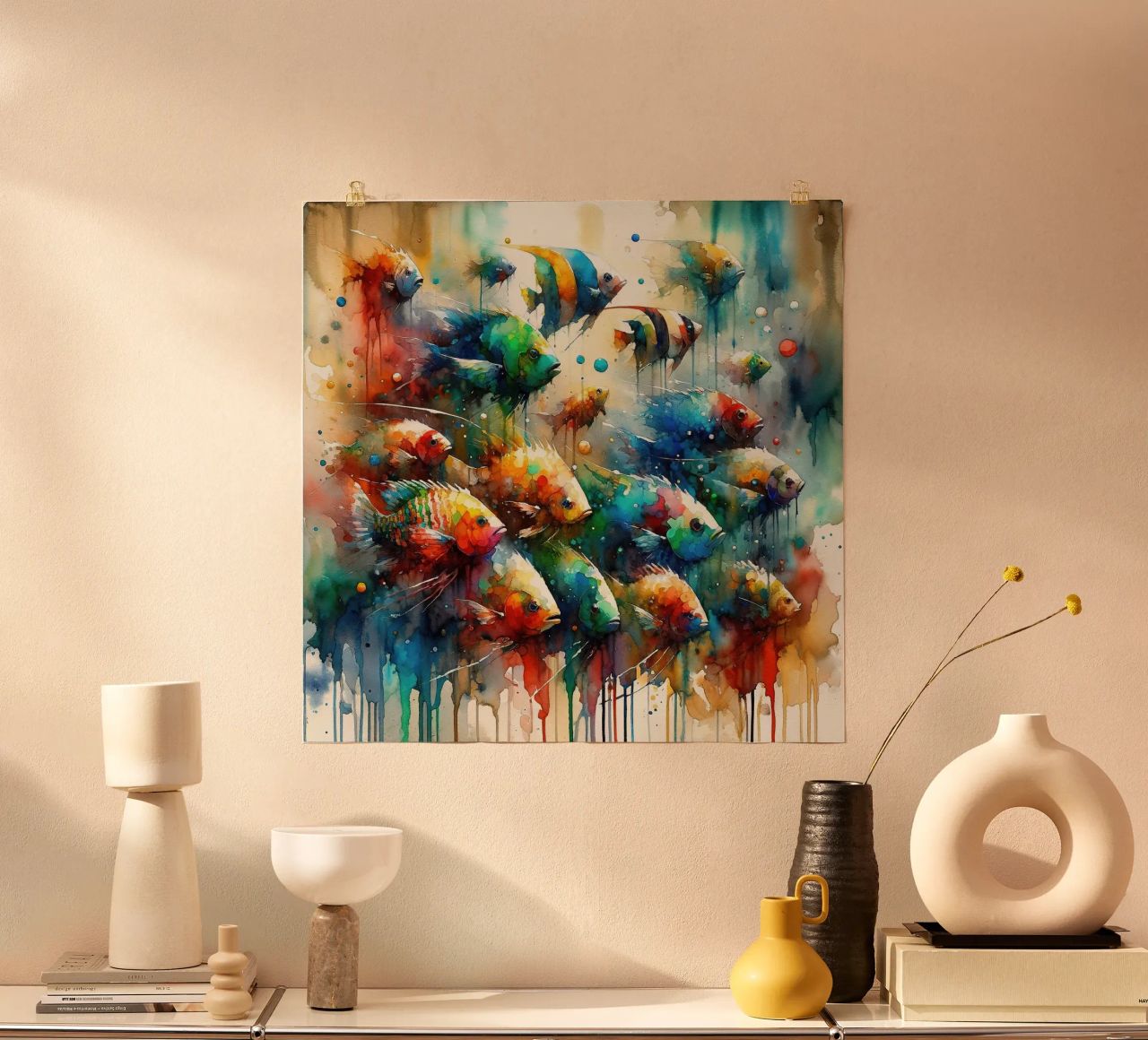 Aquatischer Tanz der Farbtöne Poster von Chromatic Fusion Studio