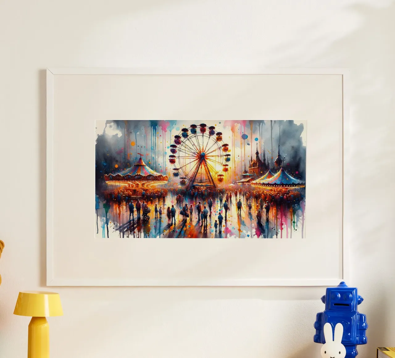 Karnevalslichter in der Abenddämmerung Hahnemühle von Chromatic Fusion Studio