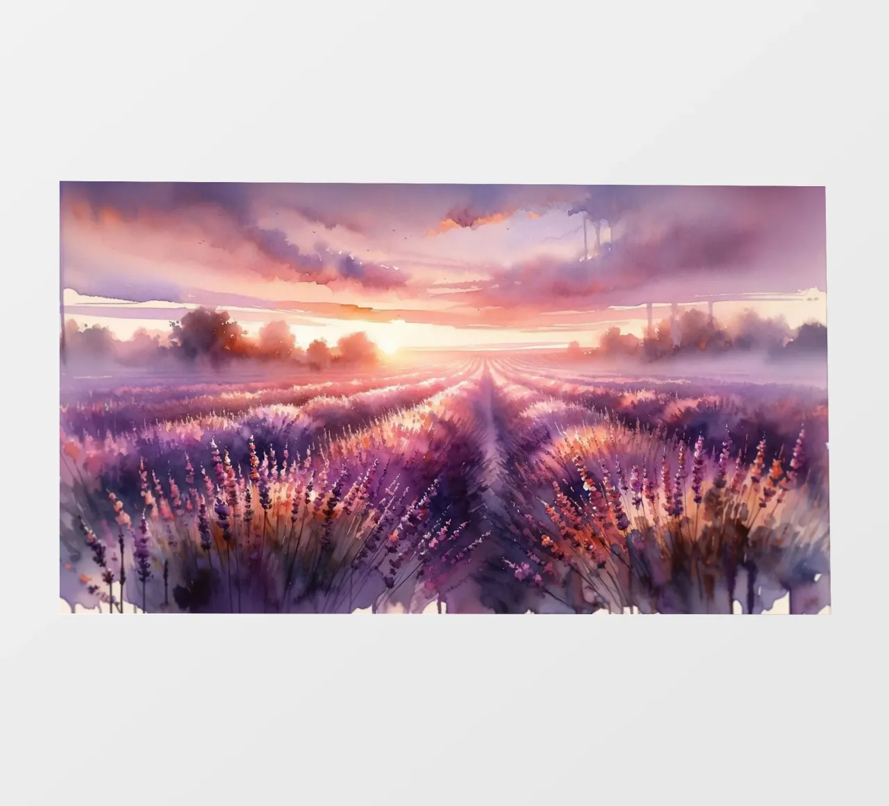 L'abbraccio dell'alba nei campi di lavanda telo in pvc da Chromatic Fusion Studio