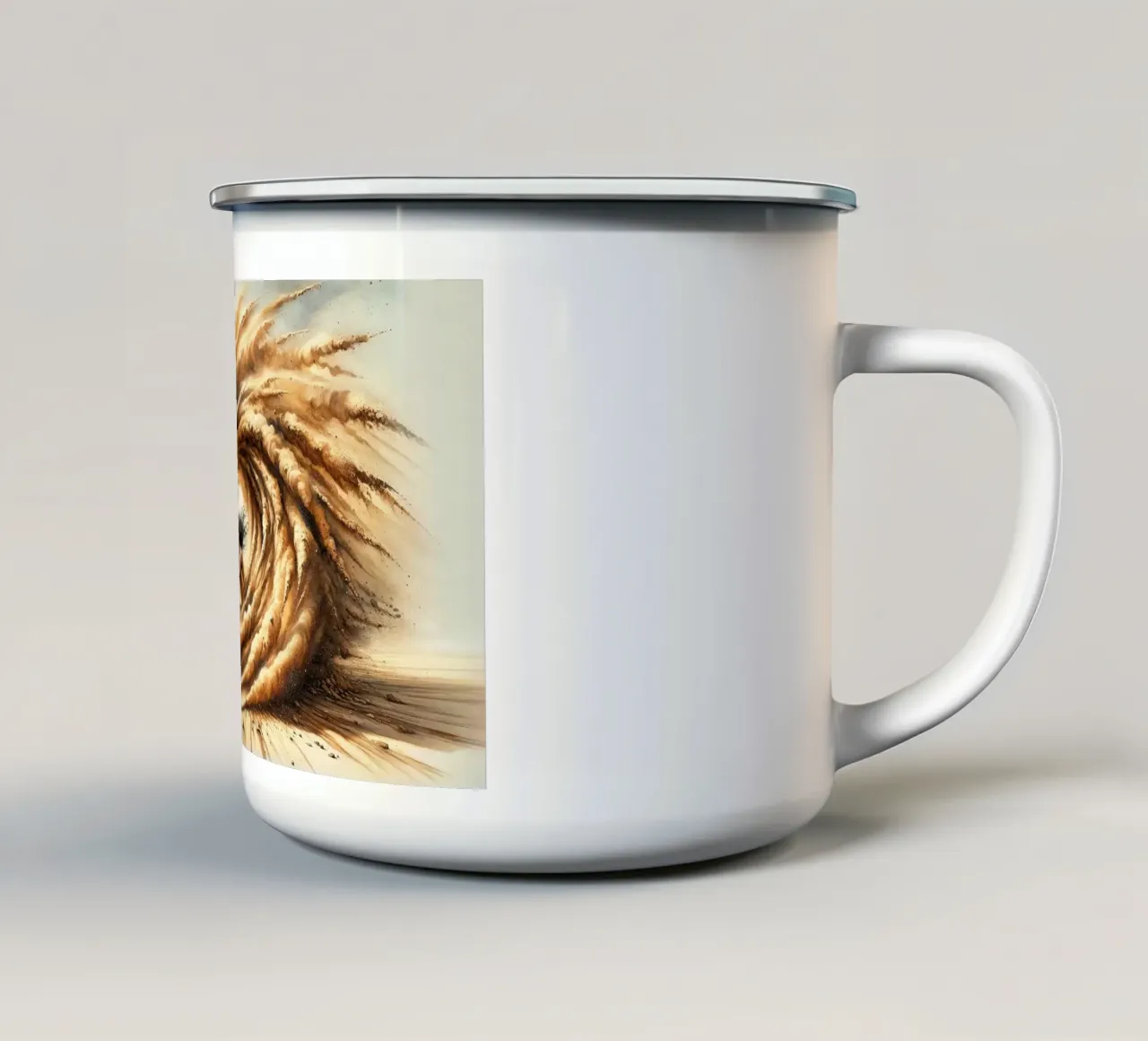 L'abbraccio della tempesta del deserto tazza in smalto da Chromatic Fusion Studio