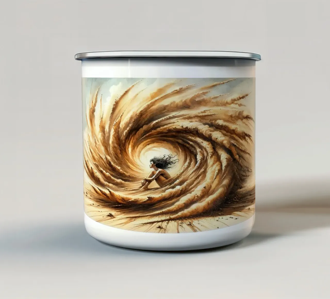 L'abbraccio della tempesta del deserto tazza in smalto da Chromatic Fusion Studio