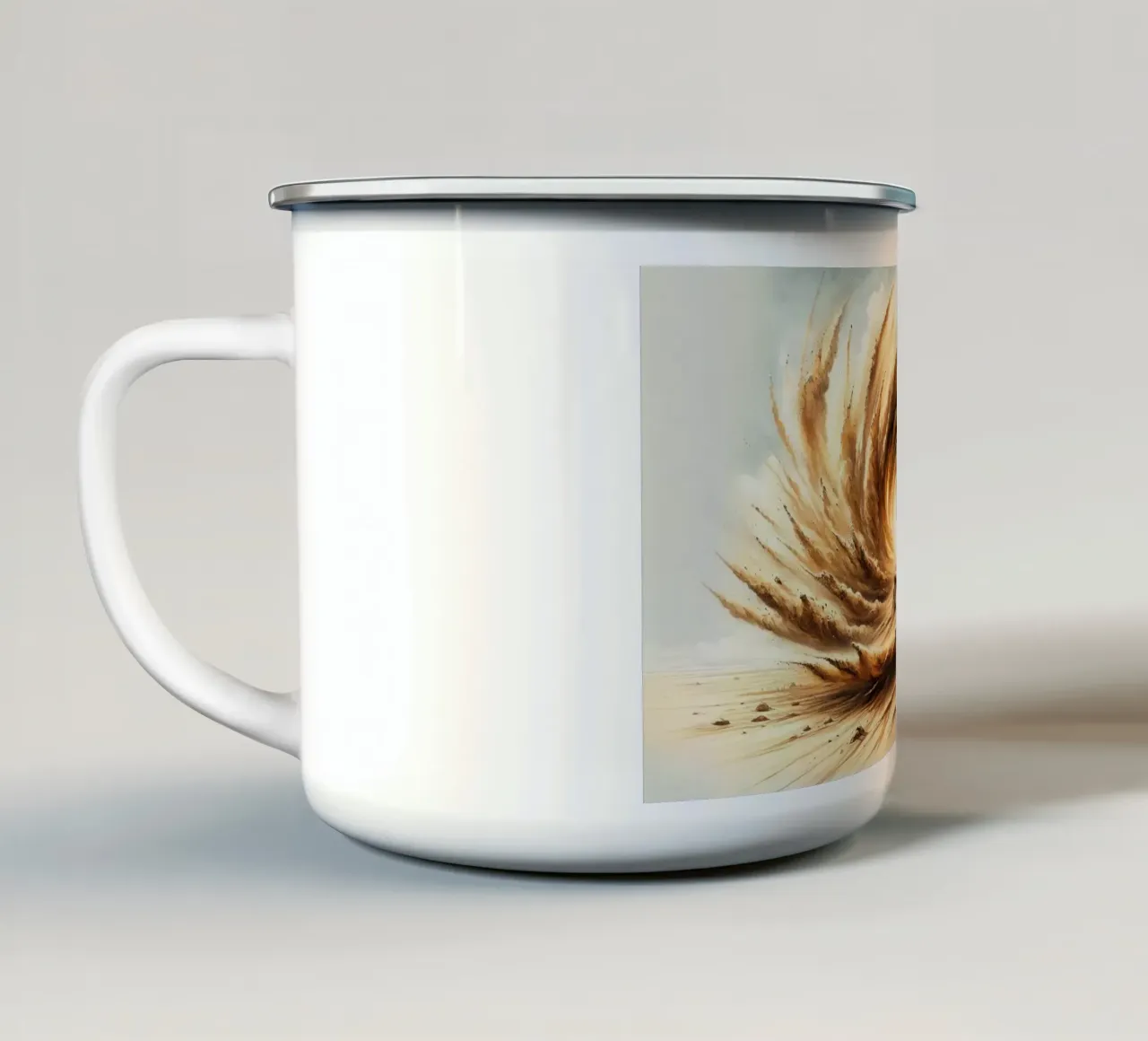 L'abbraccio della tempesta del deserto tazza in smalto da Chromatic Fusion Studio