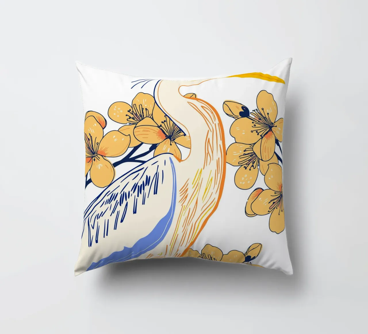 stylized heron cuscino da ramosashop