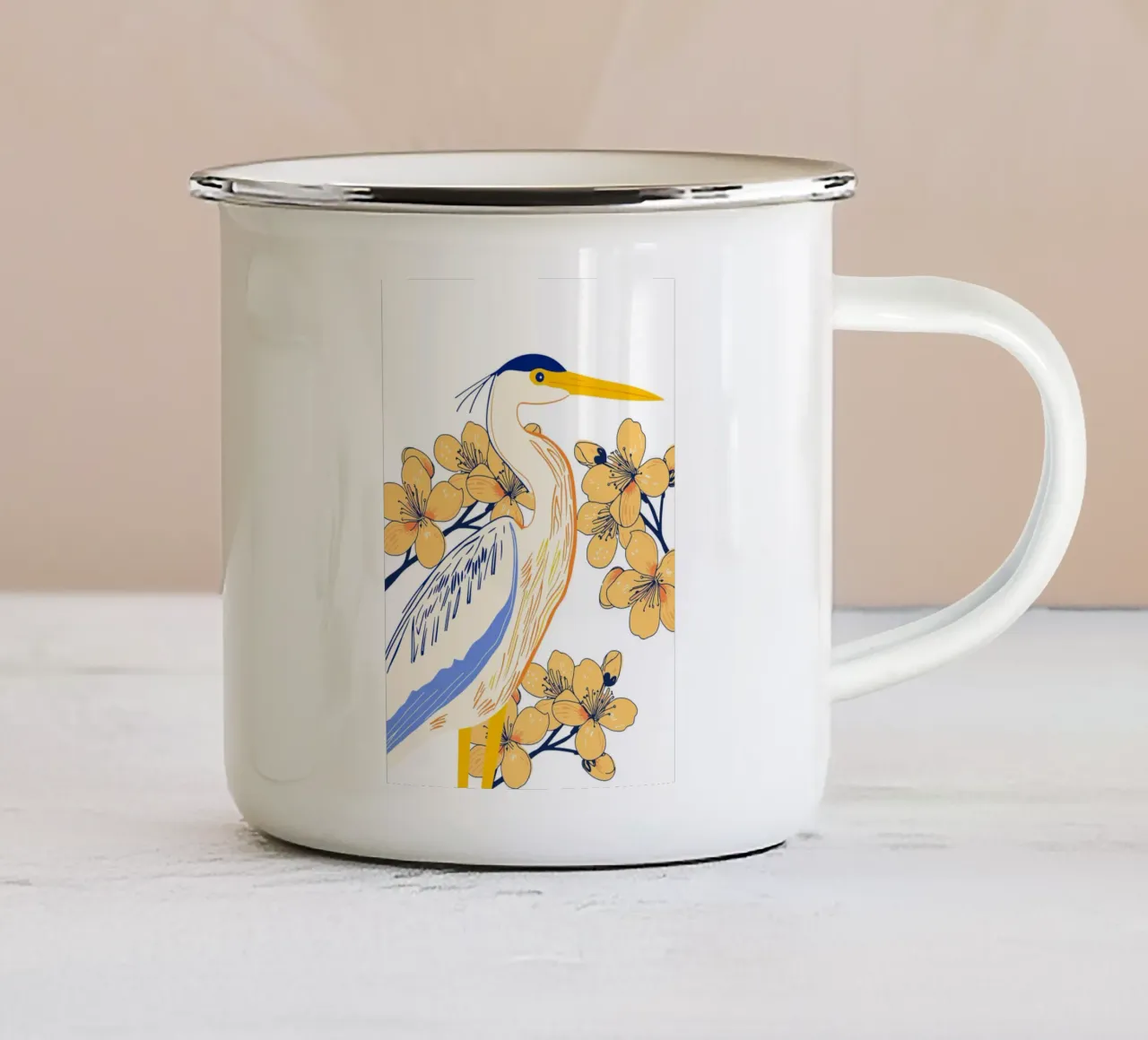 stylized heron tazza in smalto da ramosashop