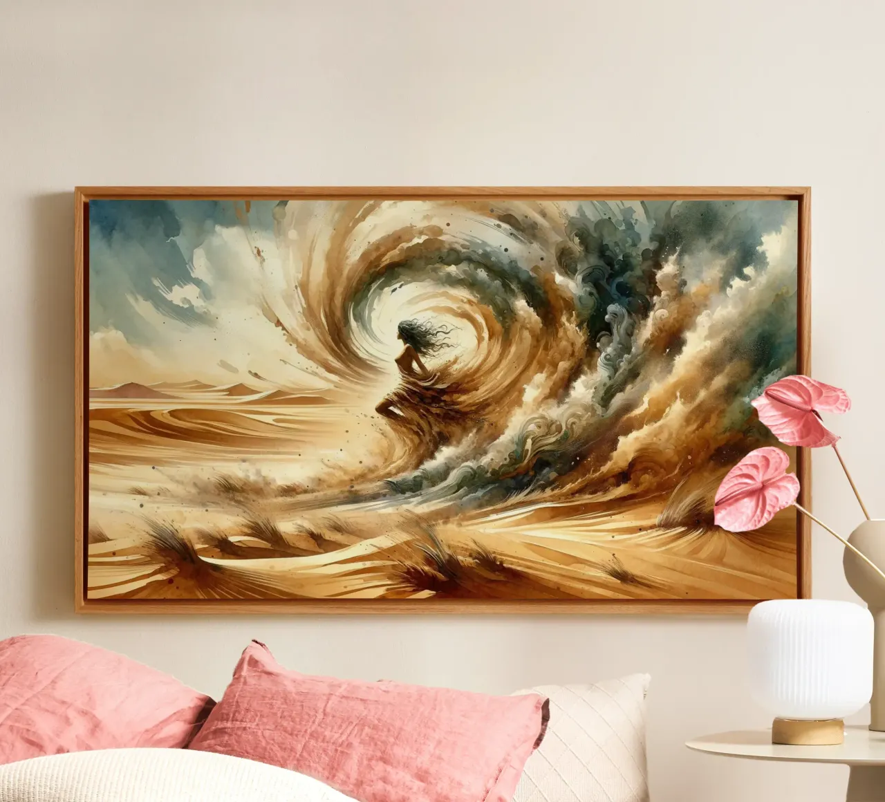 Enchantment of the Desert Gale canvas with Floater frame by Chromatic Fusion Studio