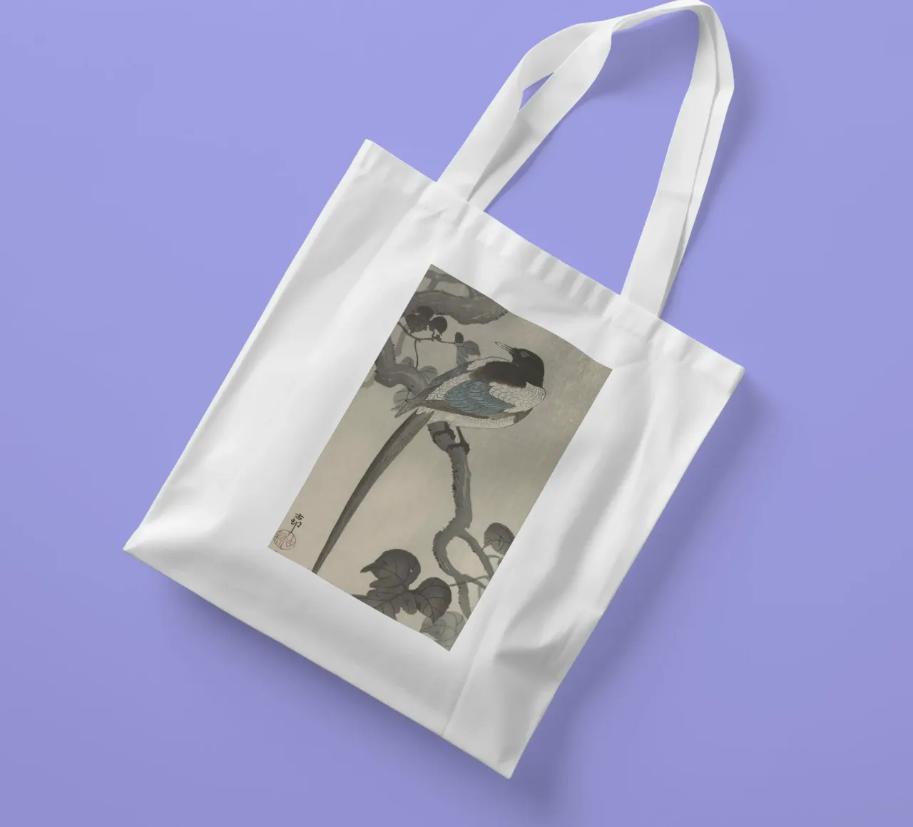 Magpie on tree branch - Ohara Koson tote bag by William Store