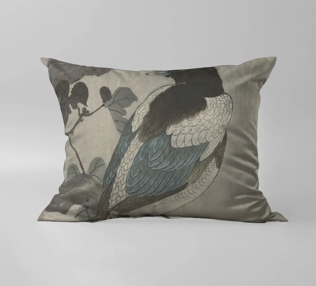 Magpie on tree branch - Ohara Koson decorative cushion by William Store