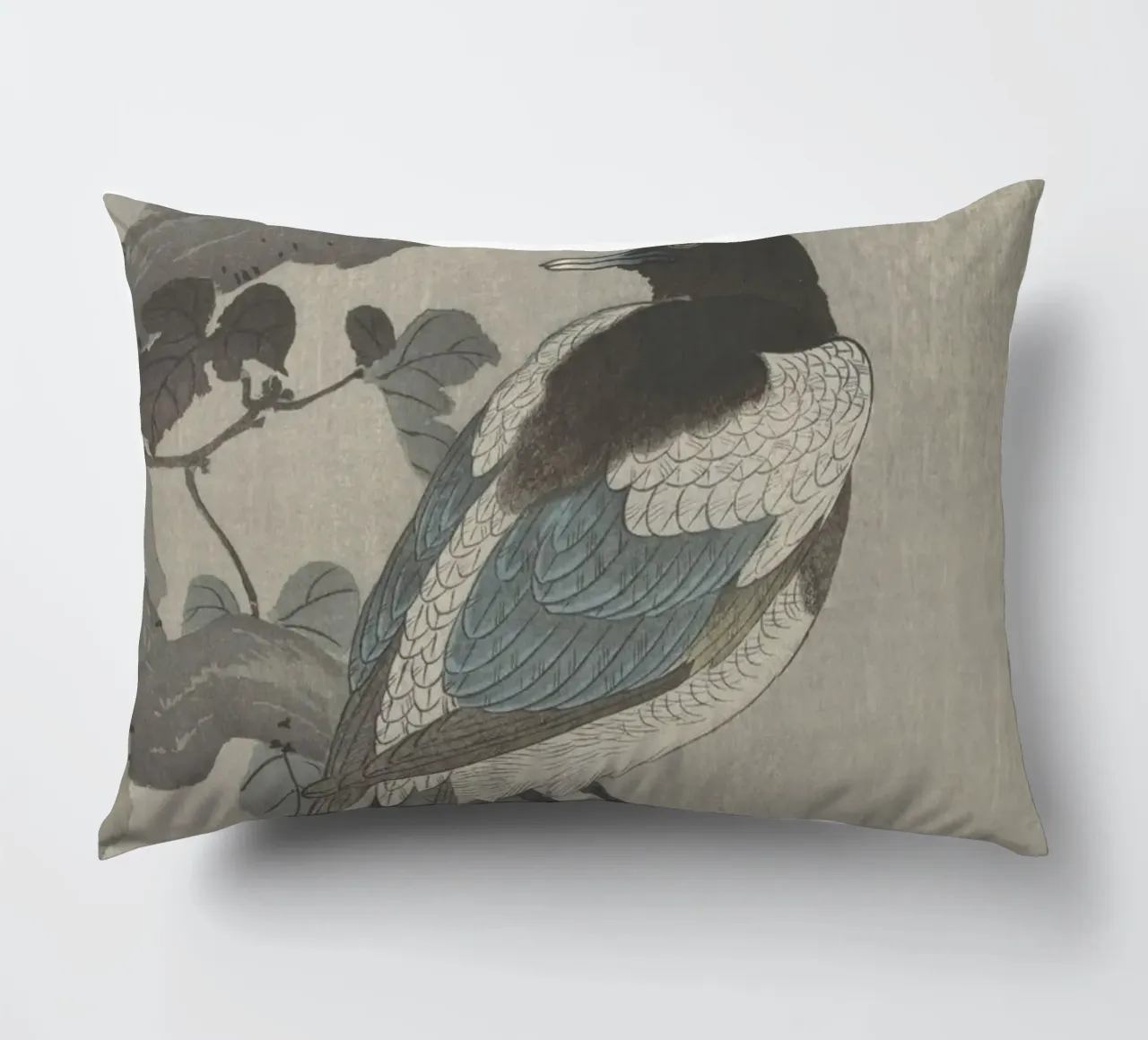 Magpie on tree branch - Ohara Koson decorative cushion by William Store