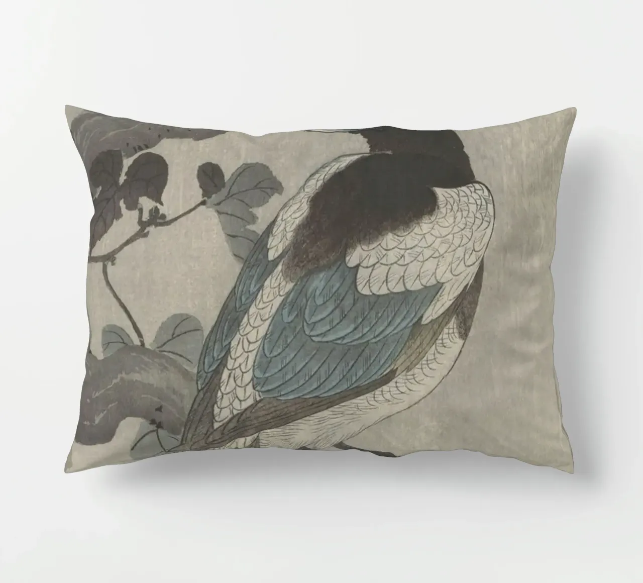Magpie on tree branch - Ohara Koson decorative cushion by William Store