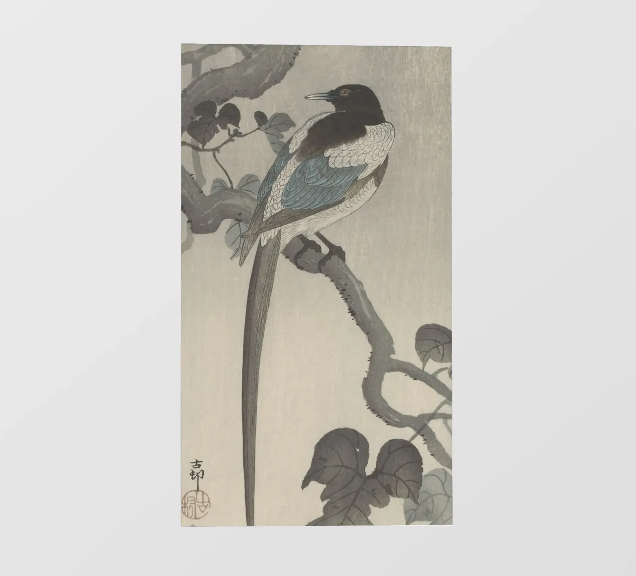 Magpie on tree branch - Ohara Koson photo wallpaper by William Store