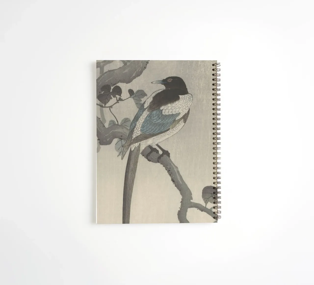 Magpie on tree branch - Ohara Koson spiral notebook by William Store