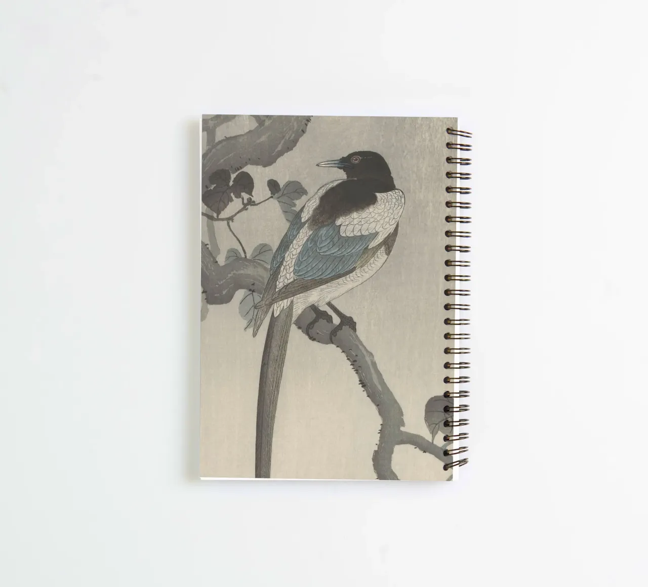 Magpie on tree branch - Ohara Koson spiral notebook by William Store
