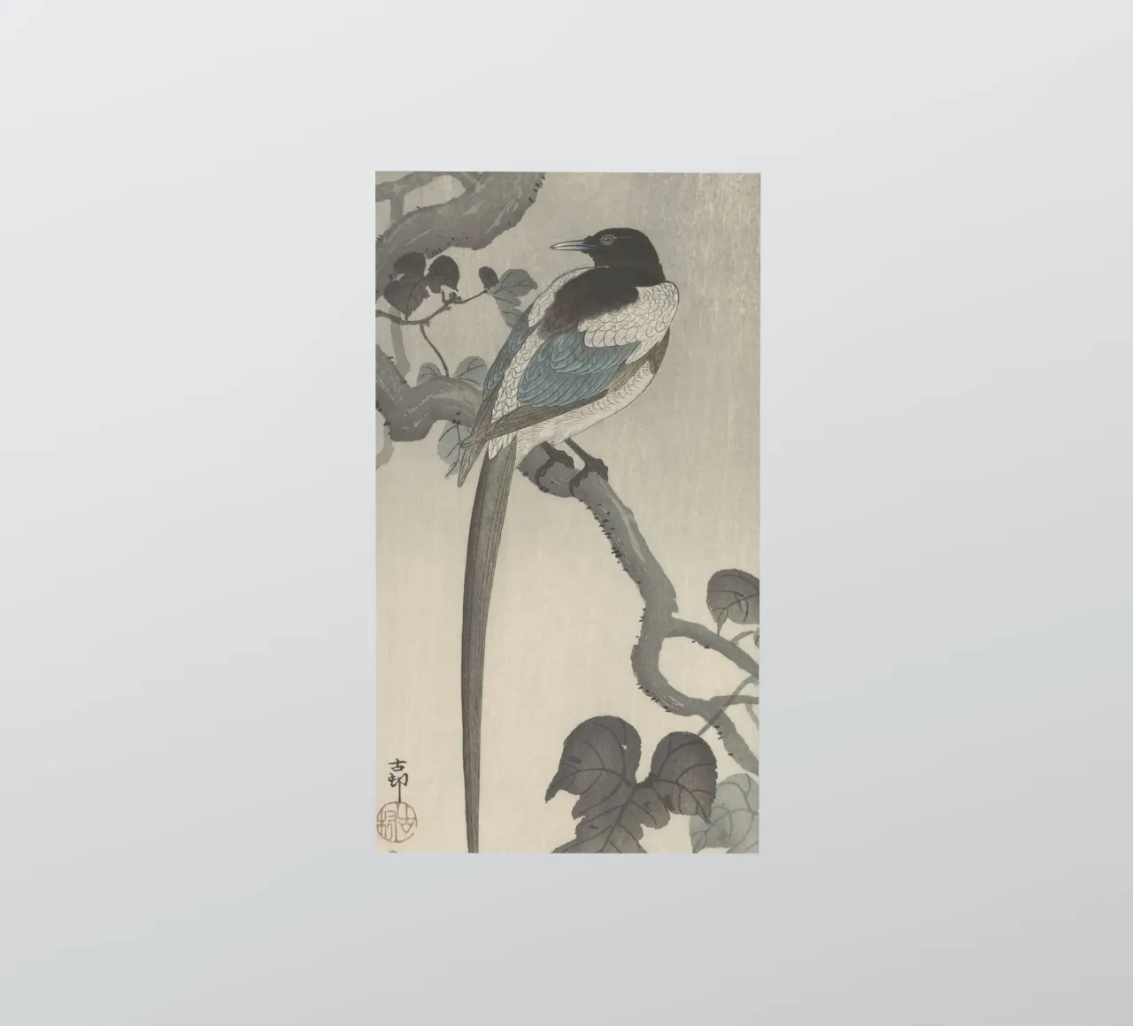 Magpie on tree branch - Ohara Koson sticker by William Store