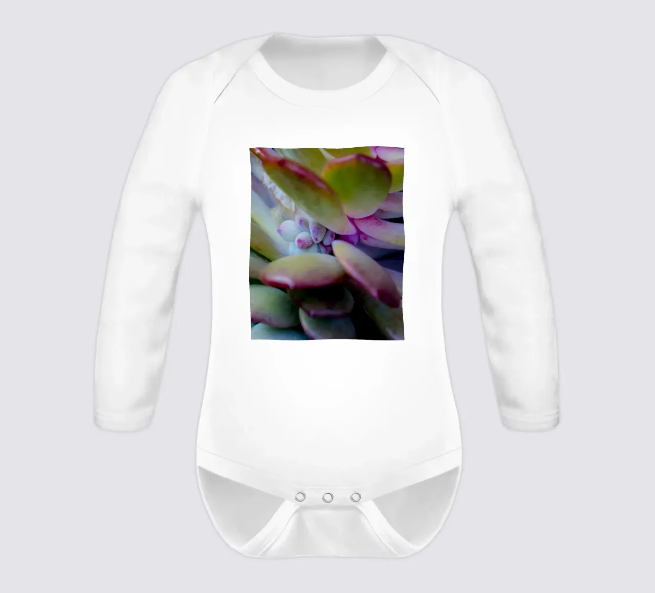 Succulent detail long-sleeve baby romper by Teresa André