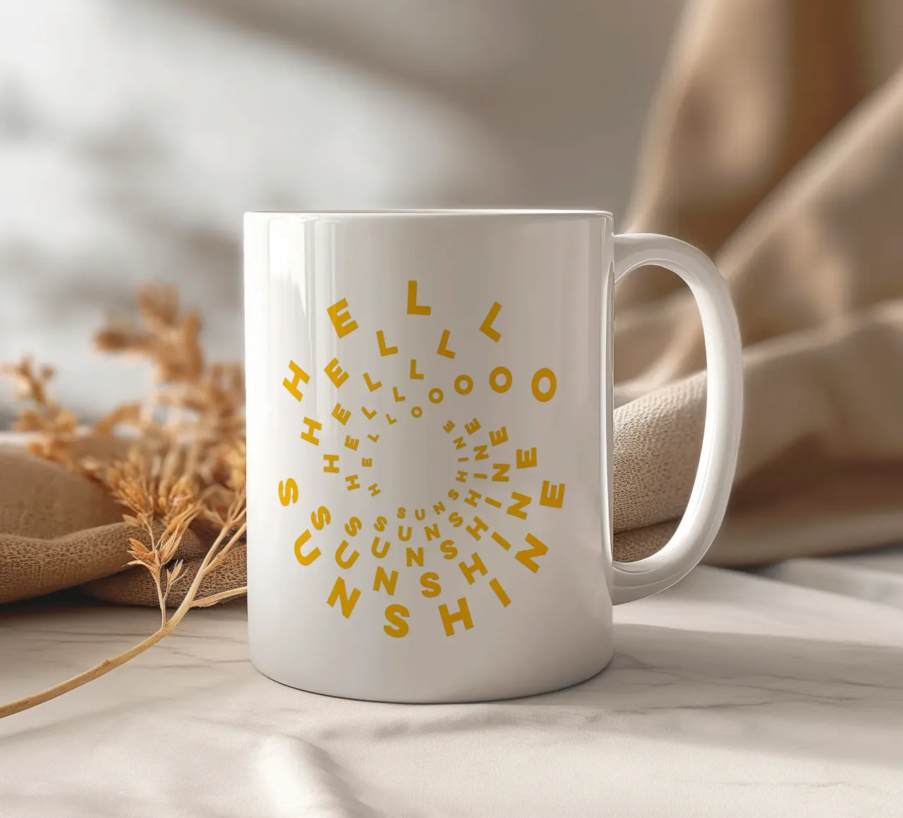 CIAO GIALLO SOLE tazza in ceramica da Dominique Vari Words