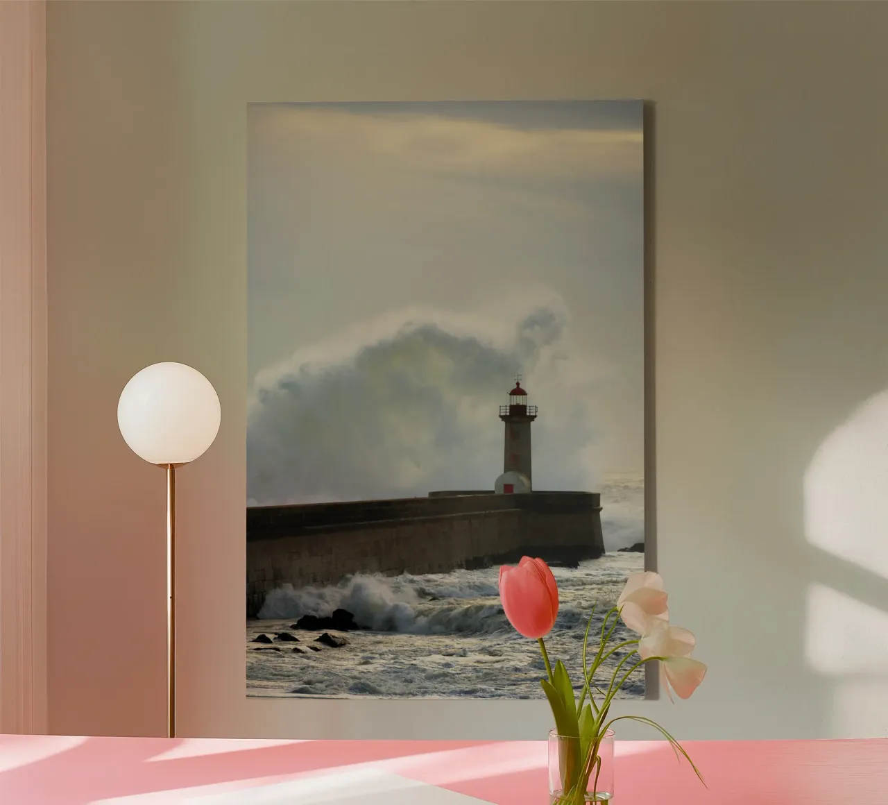 Lighthouse ocean canvas with Floater frame by Teresa André