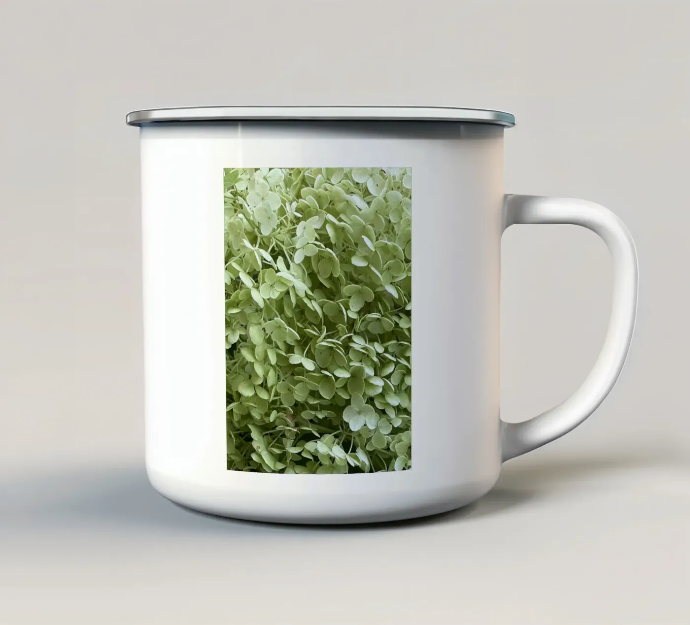 Hydrangea enamel mug by Estelle Création