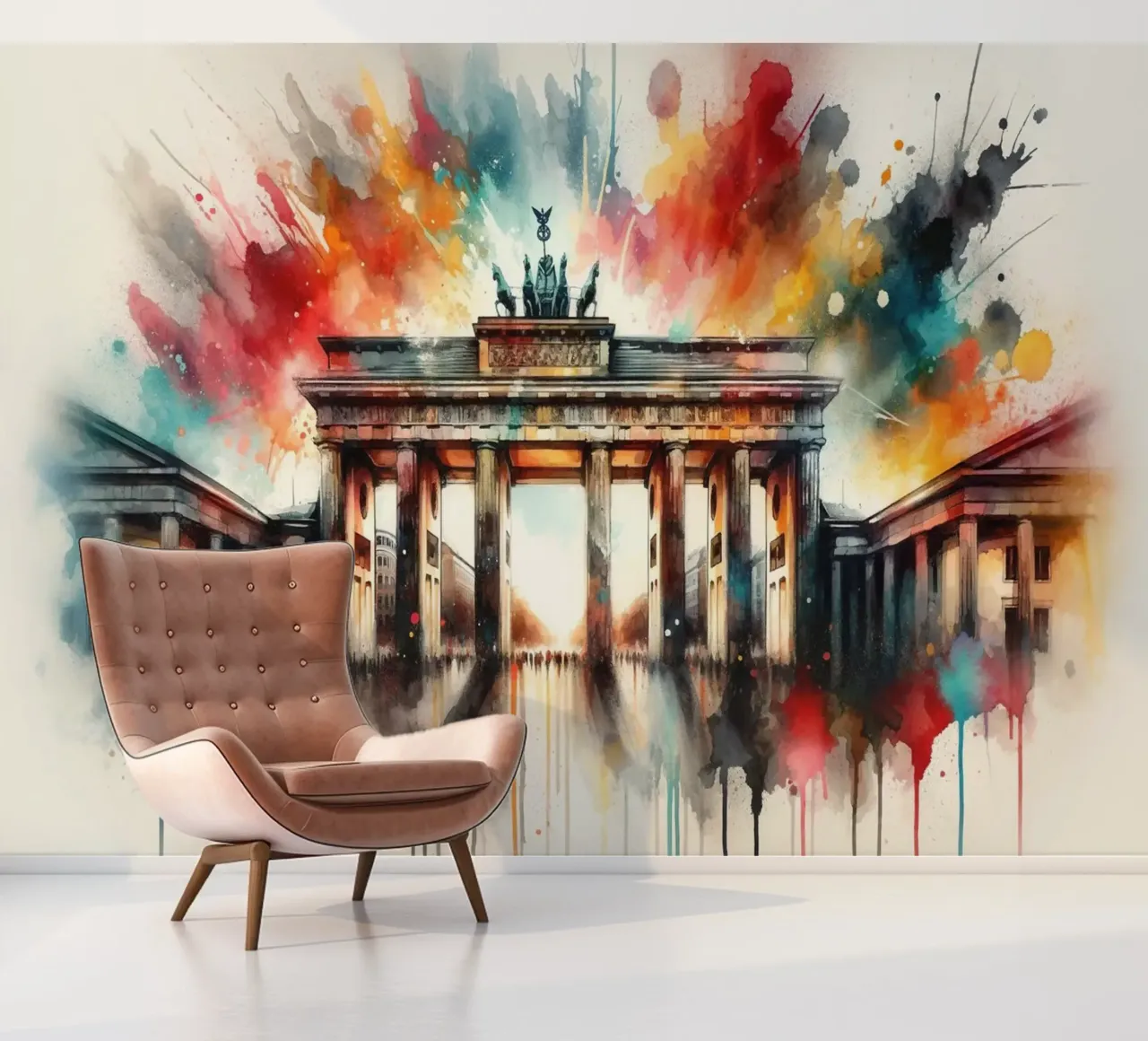 Watercolor Brandenburg Gate in Berlin photo wallpaper by Chromatic Fusion Studio