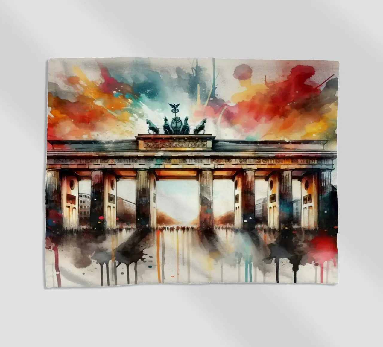 Acquerello Porta di Brandeburgo a Berlino telo mare da Chromatic Fusion Studio