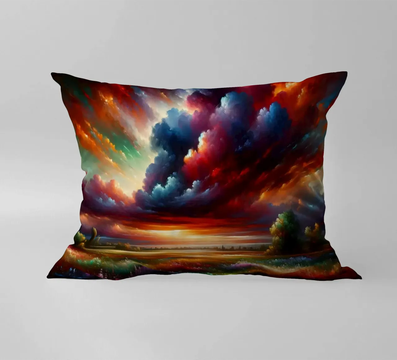 Acquerello Paesaggio colorato cuscino da Chromatic Fusion Studio