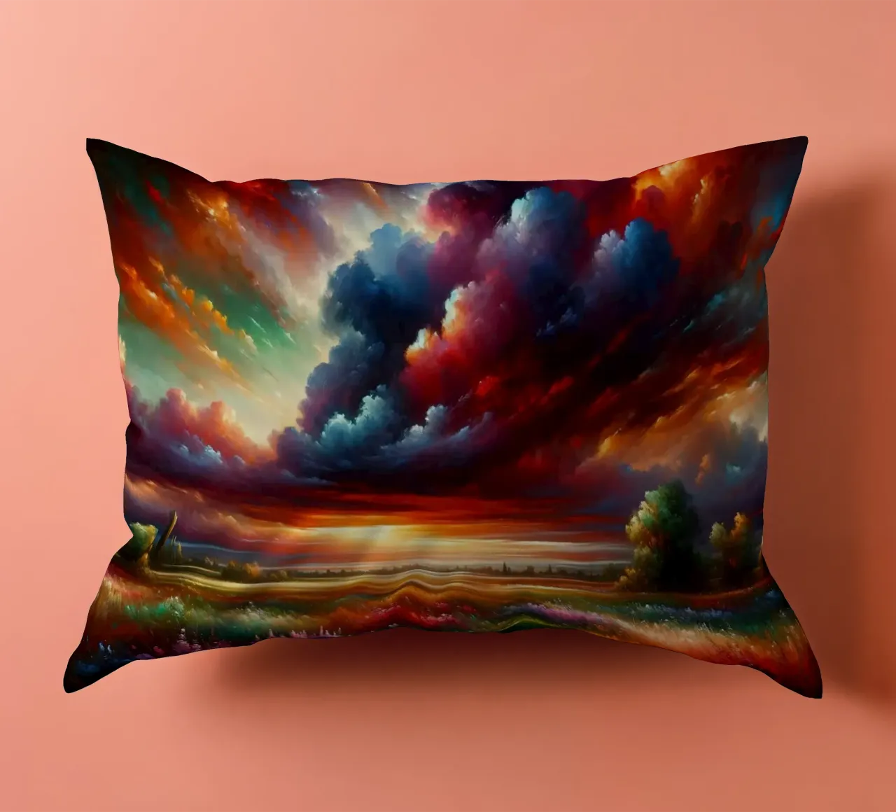 Acquerello Paesaggio colorato cuscino da Chromatic Fusion Studio