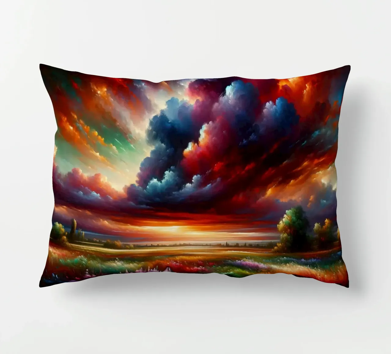 Acquerello Paesaggio colorato cuscino da Chromatic Fusion Studio