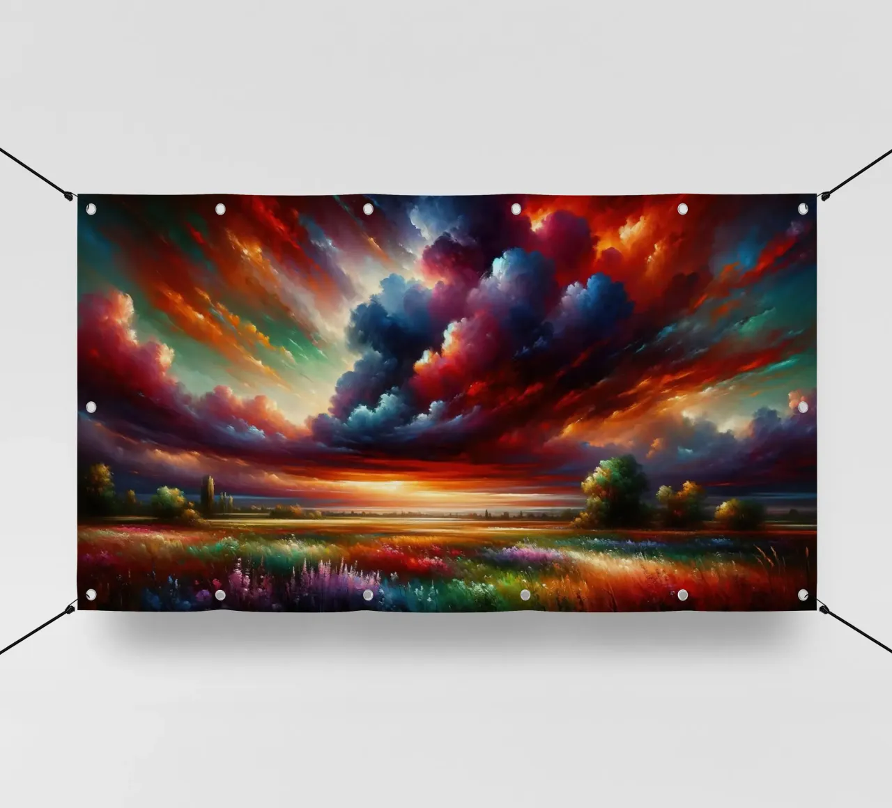 Acquerello Paesaggio colorato telo in pvc da Chromatic Fusion Studio