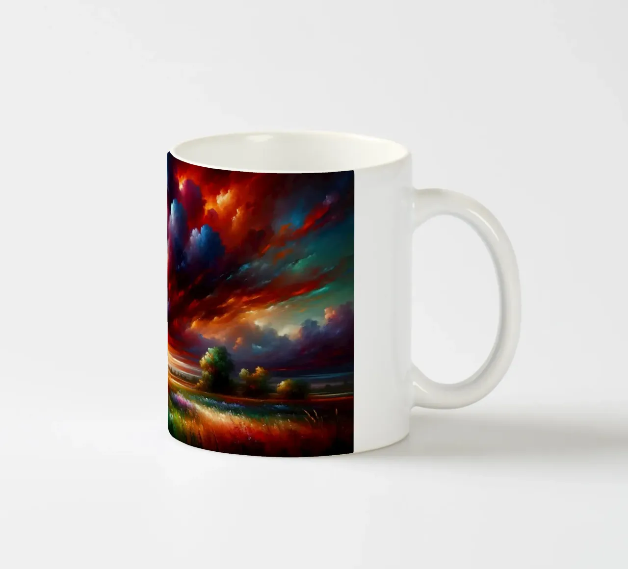 Acquerello Paesaggio colorato tazza in ceramica da Chromatic Fusion Studio