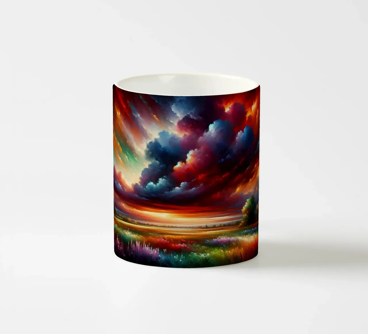 Acquerello Paesaggio colorato tazza in ceramica da Chromatic Fusion Studio