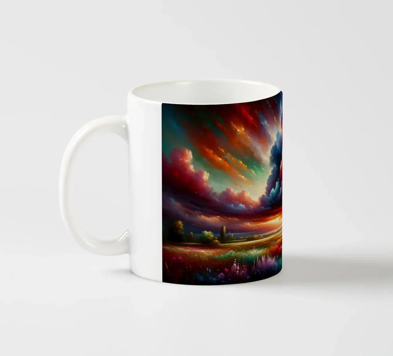 Acquerello Paesaggio colorato tazza in ceramica da Chromatic Fusion Studio