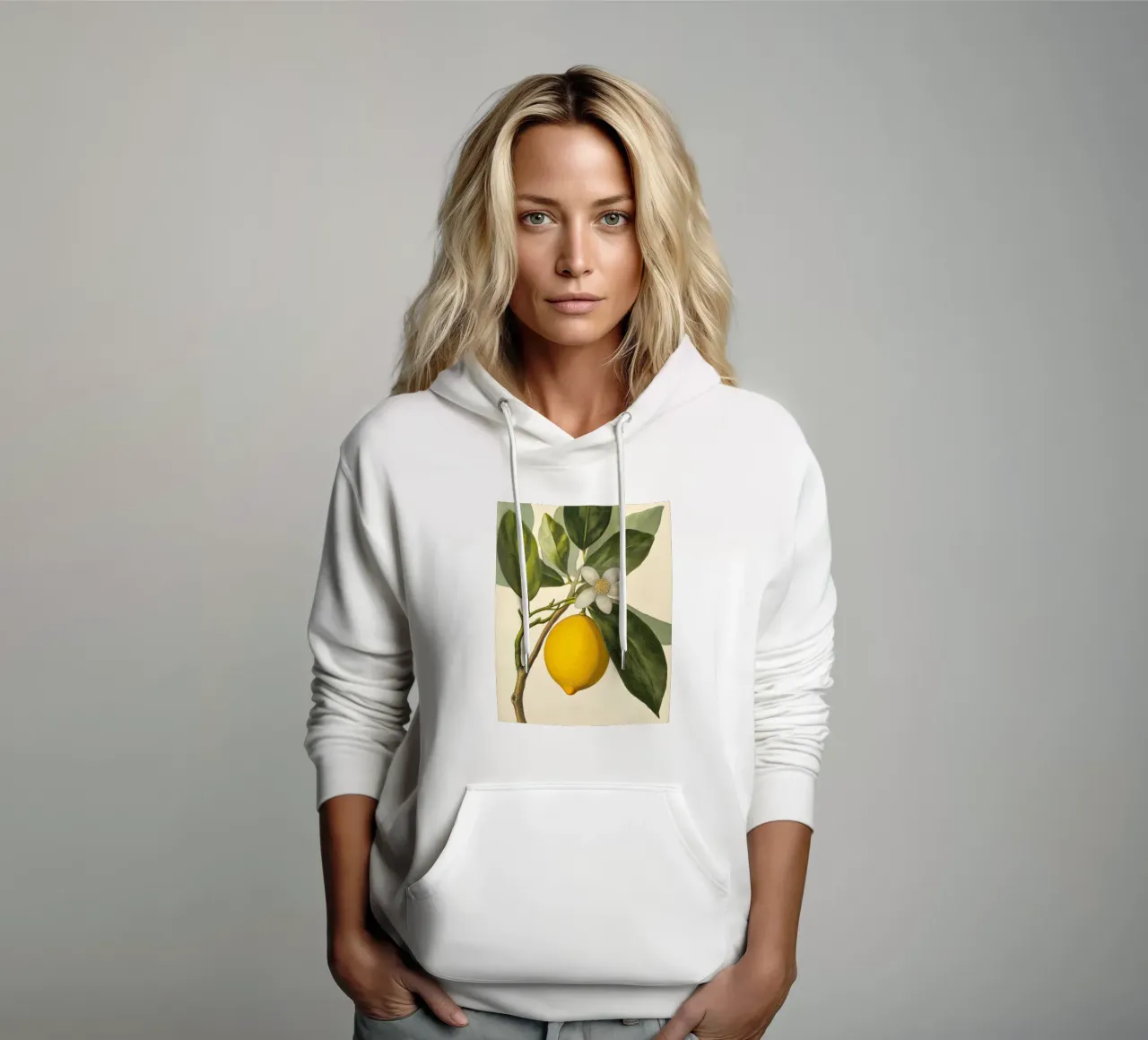 Limone e fiori Retro Vintage Botanico Boho Frutta Tropicale felpa con cappuccio da Gentle Echoes Art