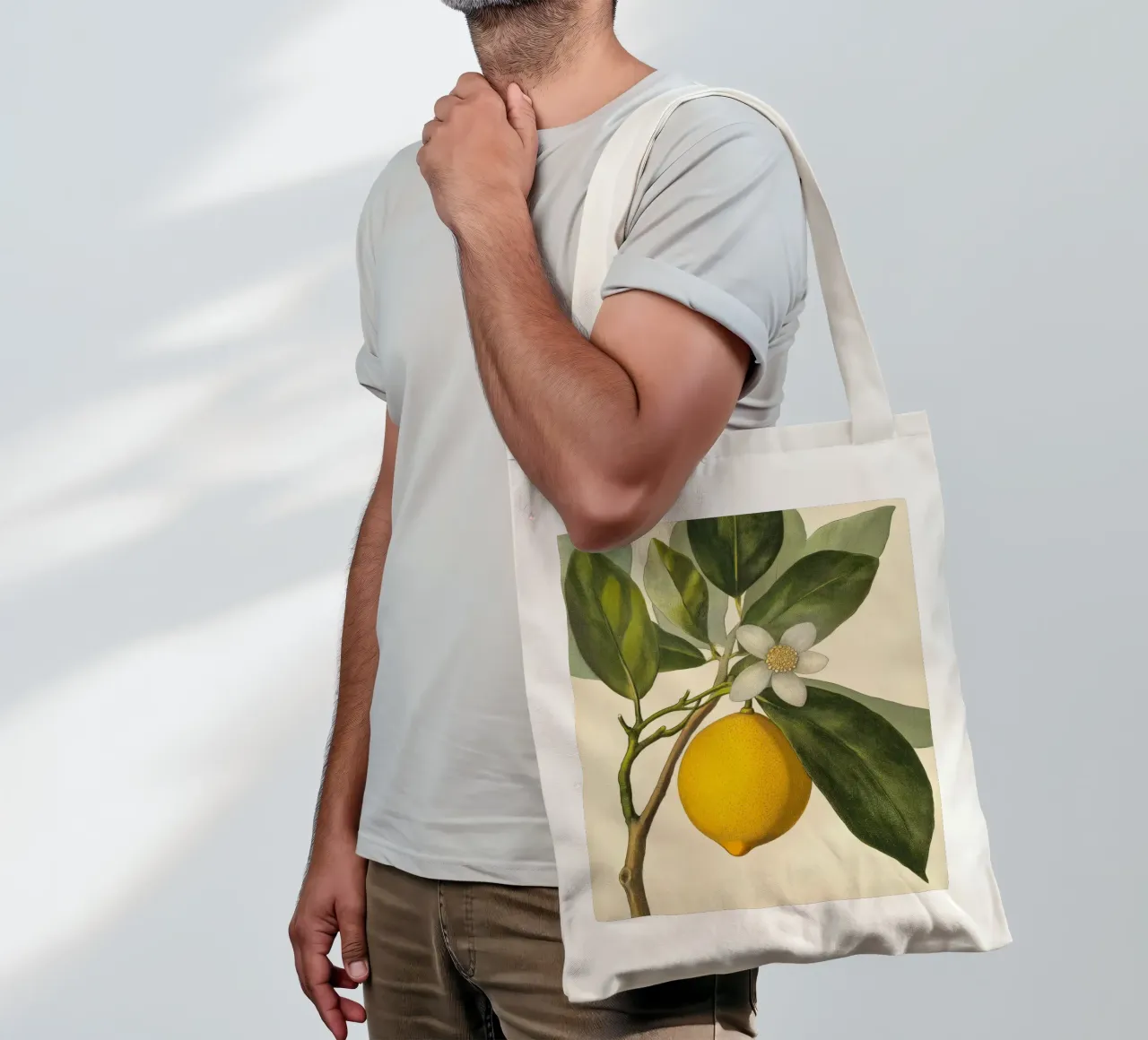 Limone e fiori Retro Vintage Botanico Boho Frutta Tropicale borsa in juta da Gentle Echoes Art