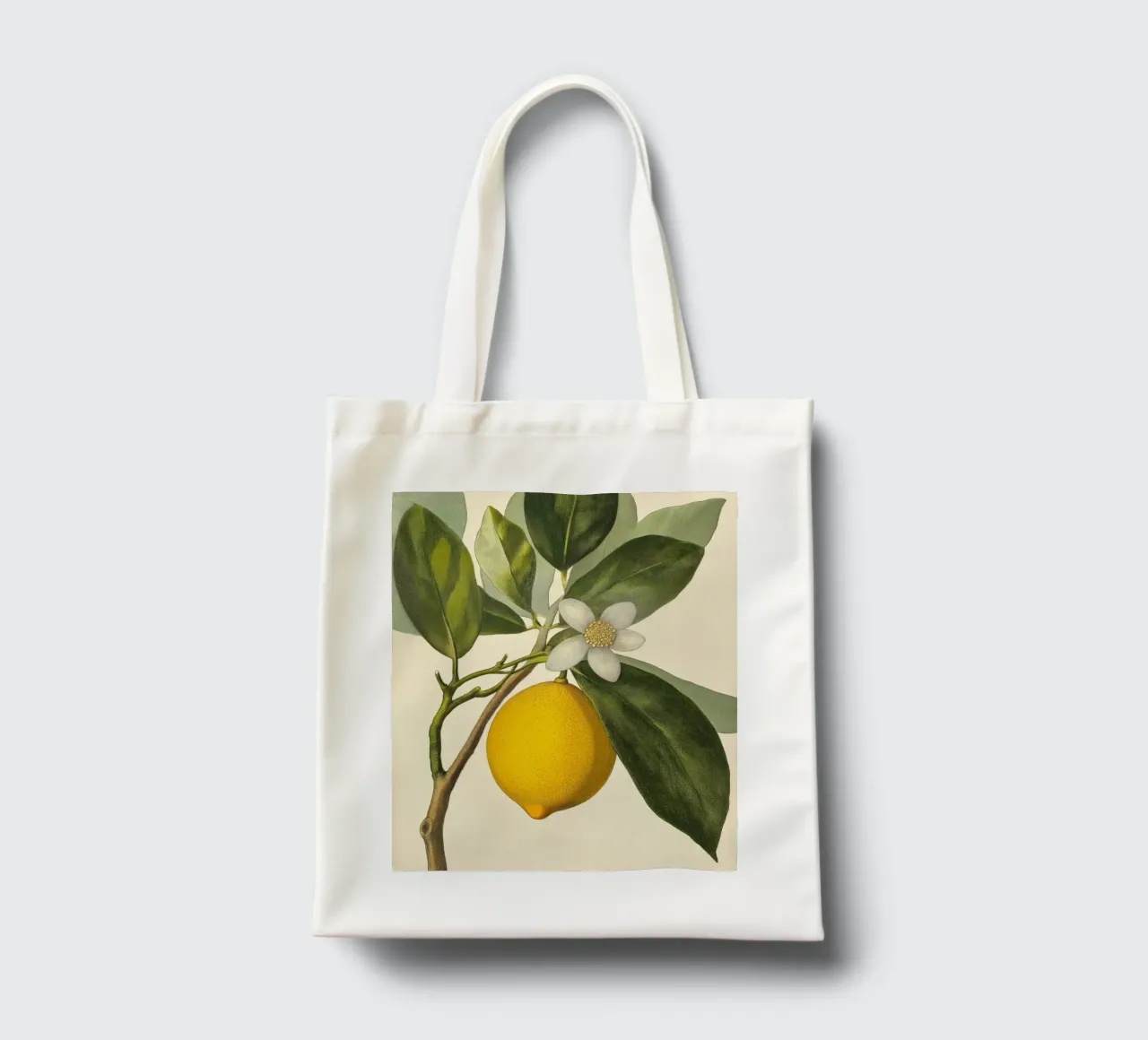 Limone e fiori Retro Vintage Botanico Boho Frutta Tropicale borsa in juta da Gentle Echoes Art