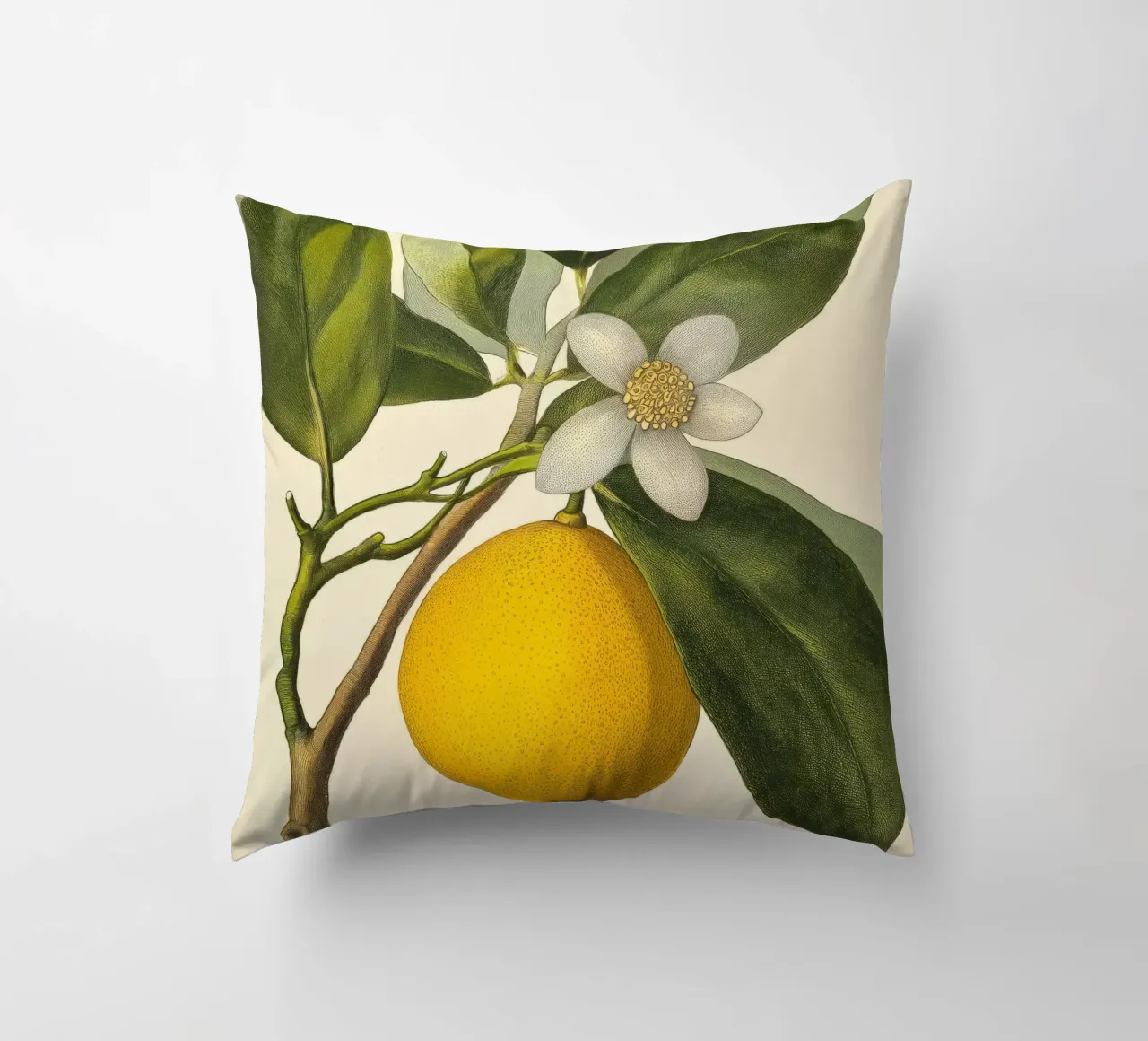 Limone e fiori Retro Vintage Botanico Boho Frutta Tropicale cuscino da Gentle Echoes Art
