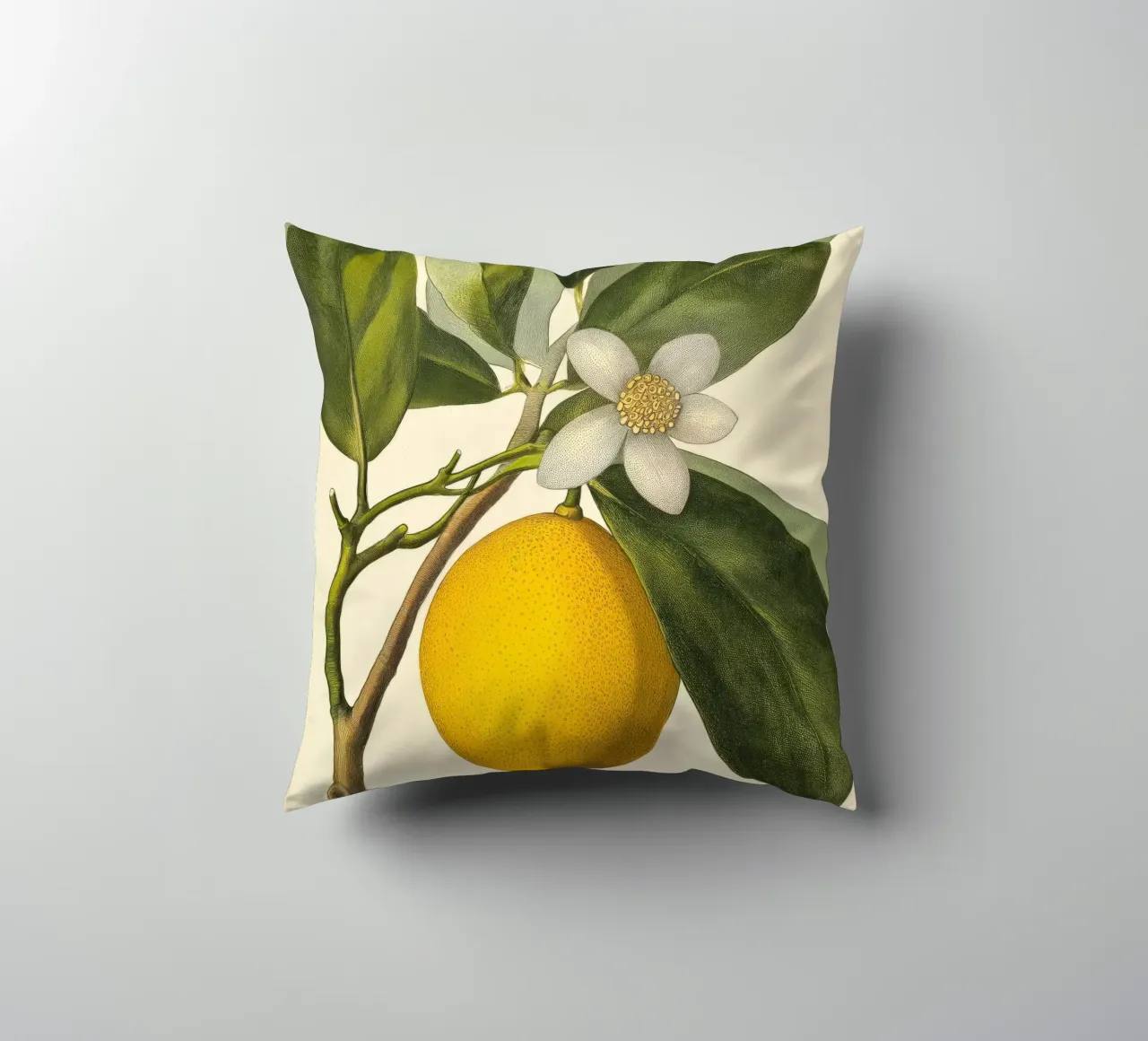 Limone e fiori Retro Vintage Botanico Boho Frutta Tropicale cuscino da Gentle Echoes Art