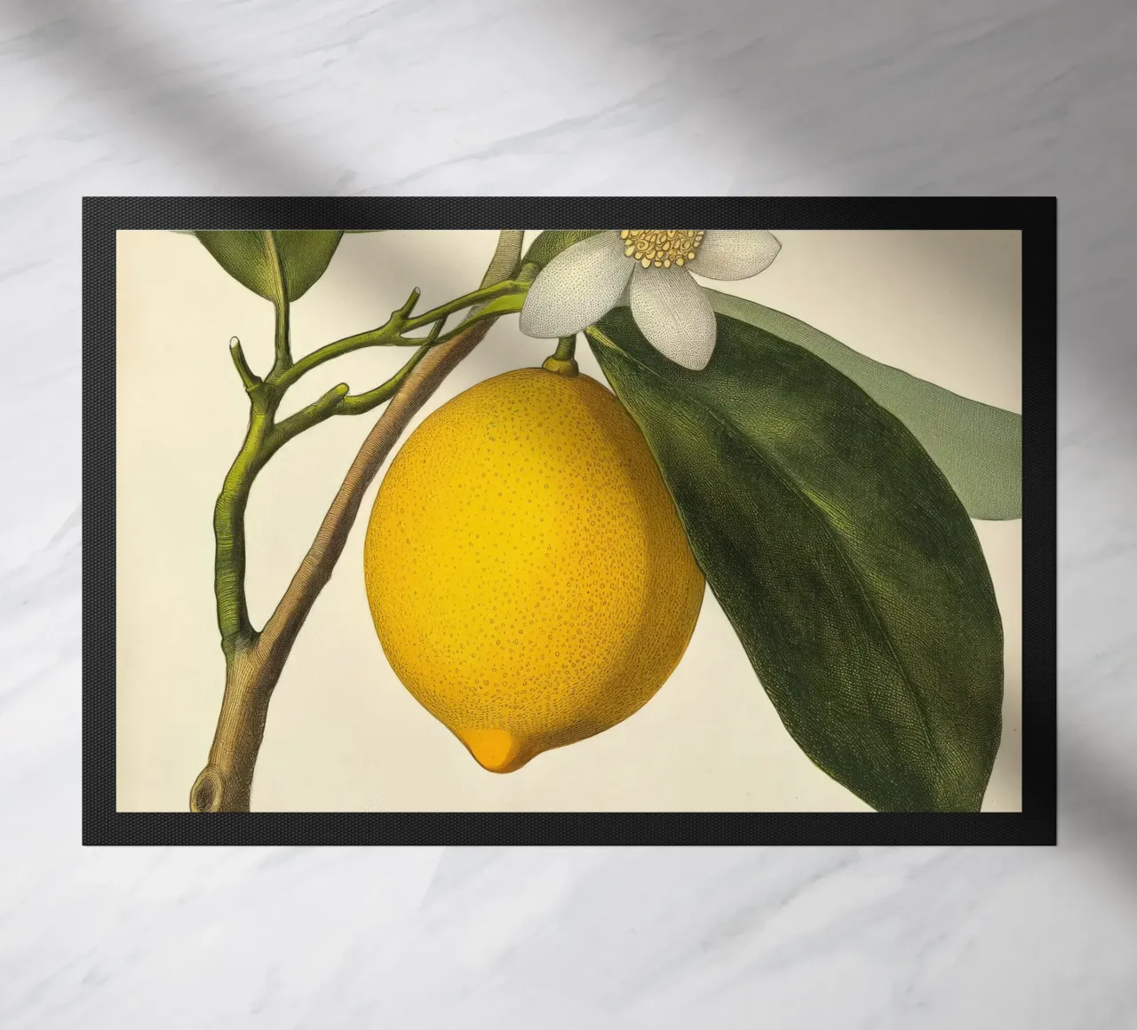 Limone e fiori Retro Vintage Botanico Boho Frutta Tropicale zerbino da Gentle Echoes Art