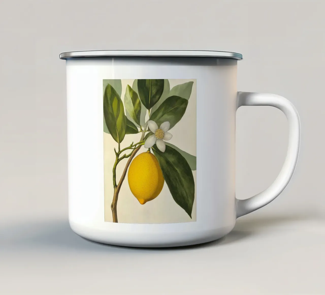Limone e fiori Retro Vintage Botanico Boho Frutta Tropicale tazza in smalto da Gentle Echoes Art