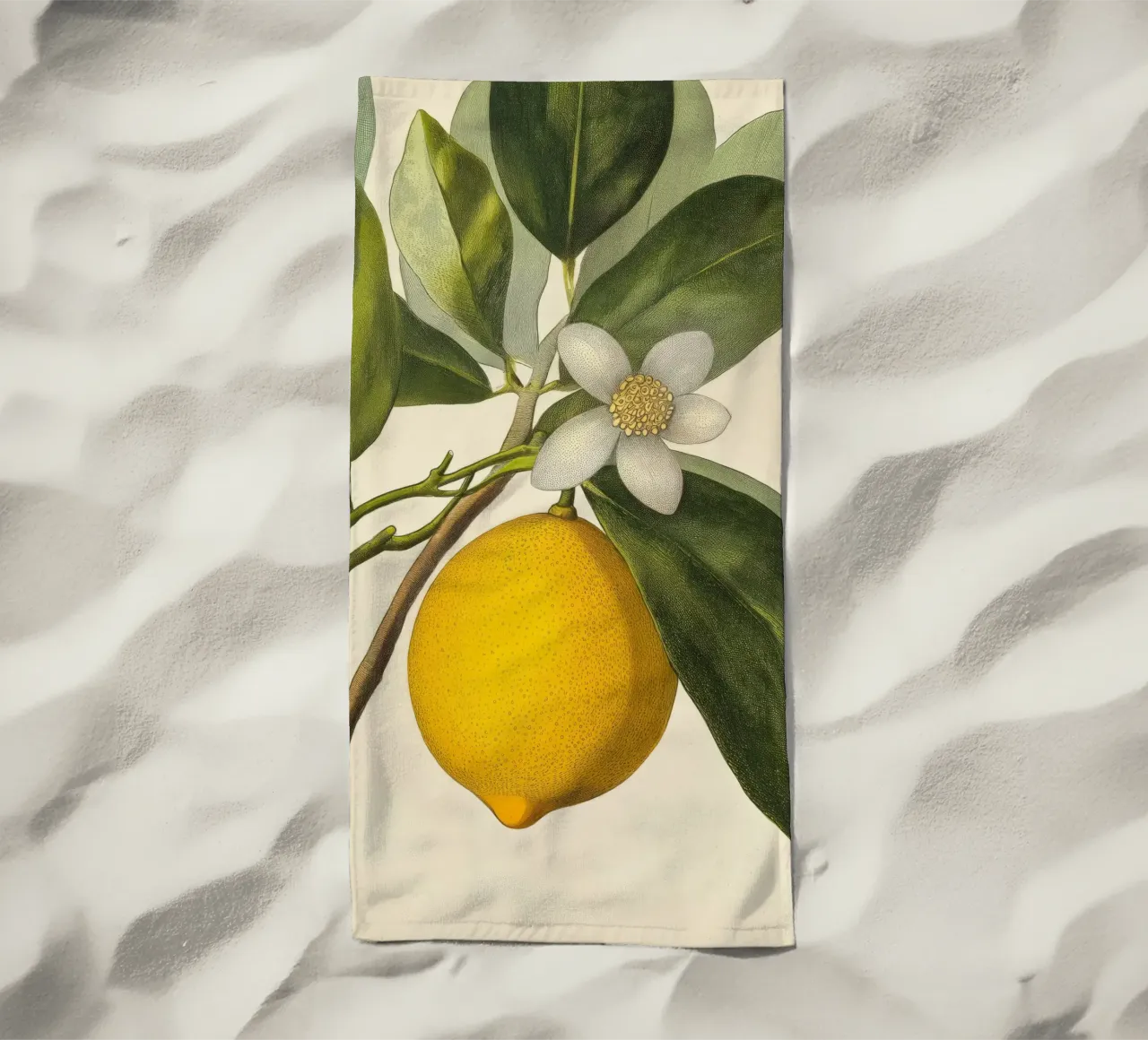 Limone e fiori Retro Vintage Botanico Boho Frutta Tropicale telo mare da Gentle Echoes Art