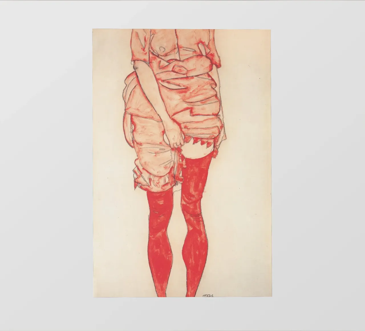 Egon Schiele - Donna in piedi in rosso telo in pvc da William Store