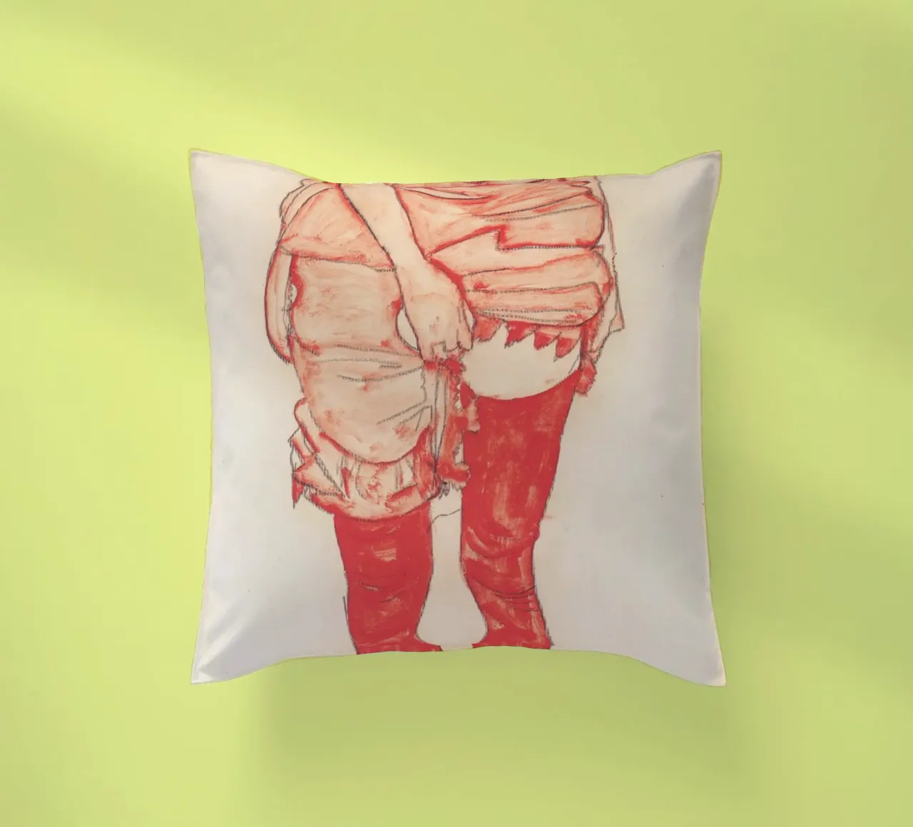 Egon Schiele - Donna in piedi in rosso cuscino da William Store