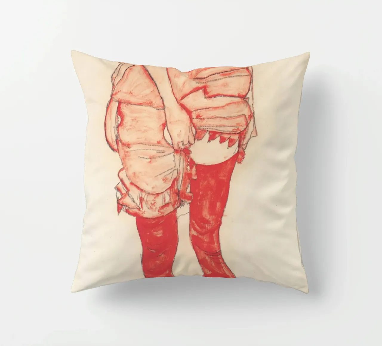 Egon Schiele - Donna in piedi in rosso cuscino da William Store