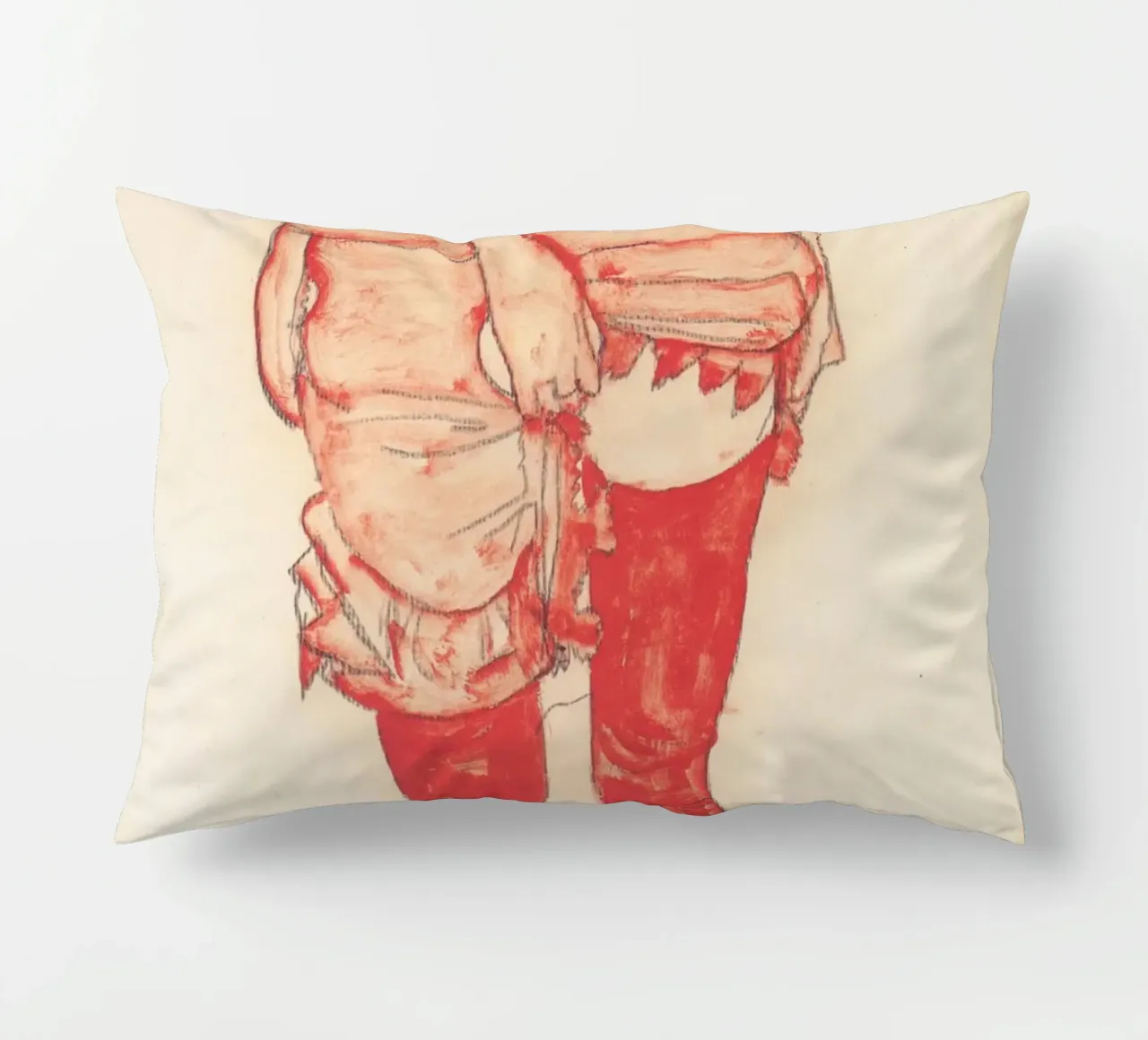 Egon Schiele - Donna in piedi in rosso cuscino da William Store