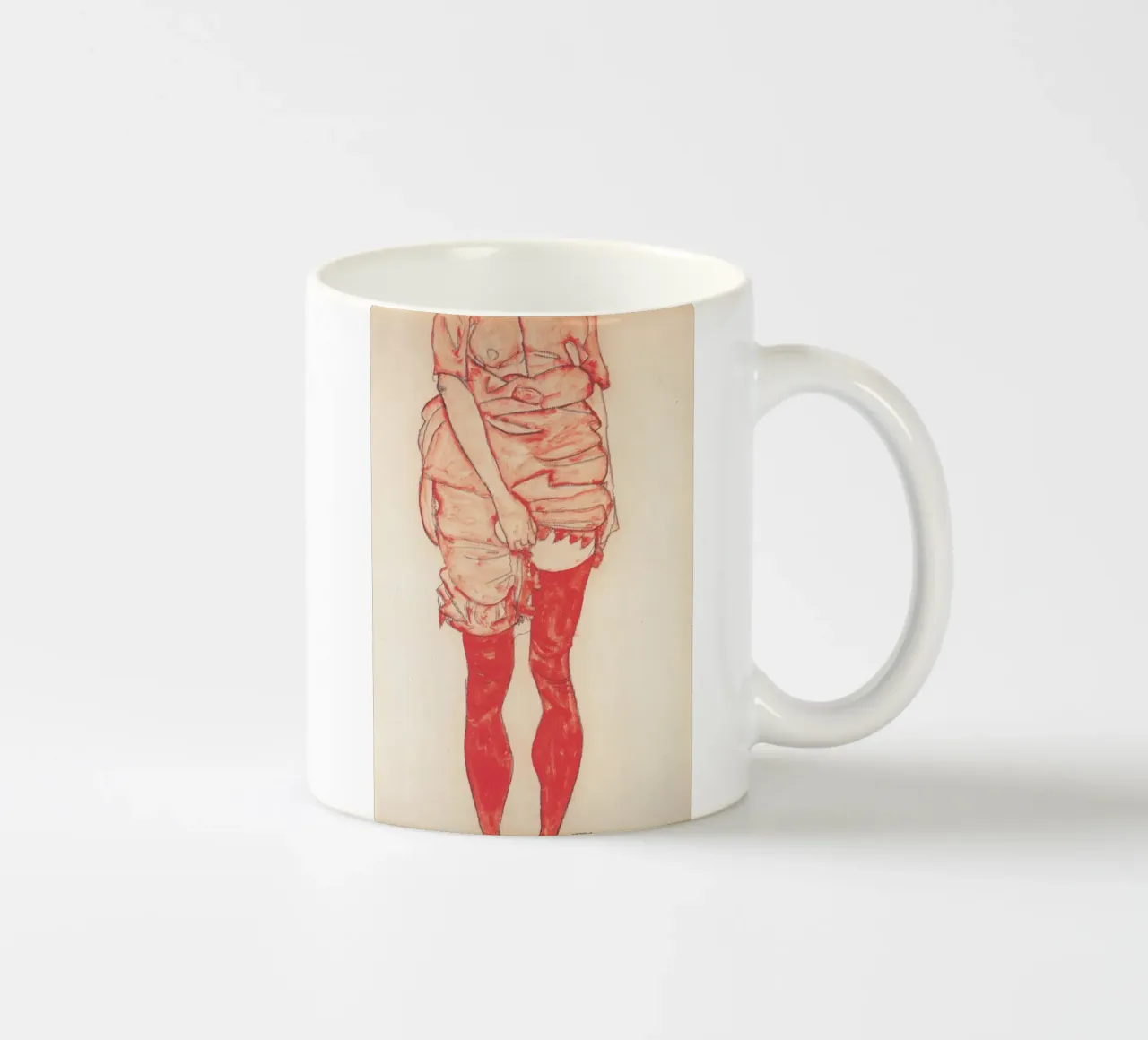 Egon Schiele - Donna in piedi in rosso tazza in ceramica da William Store