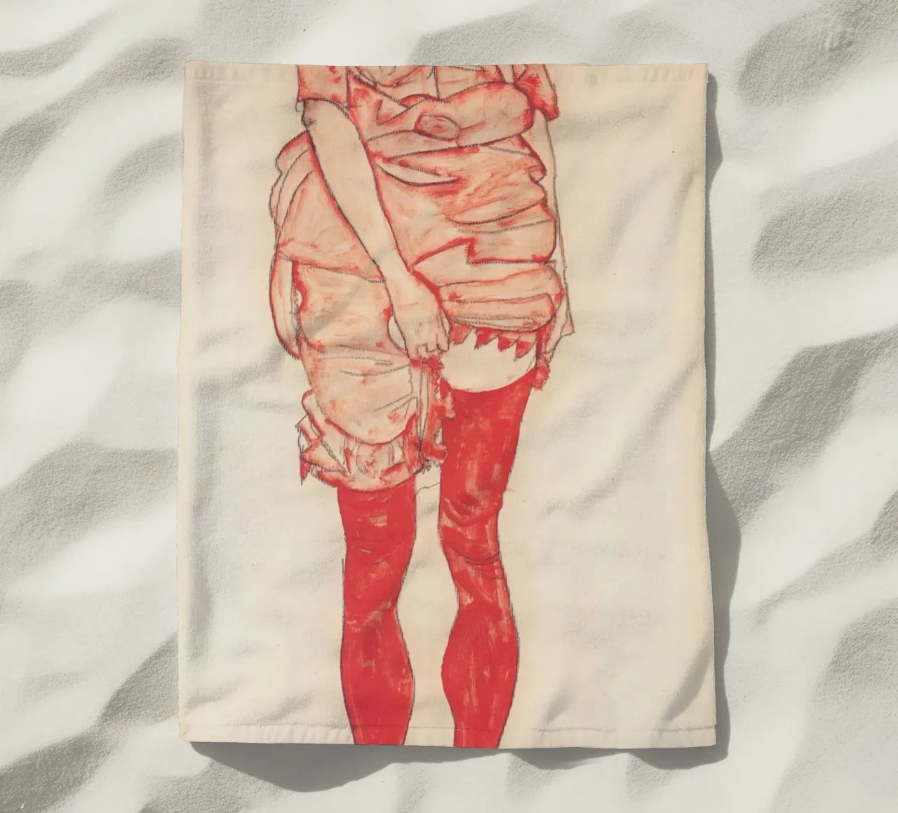 Egon Schiele - Donna in piedi in rosso telo mare da William Store