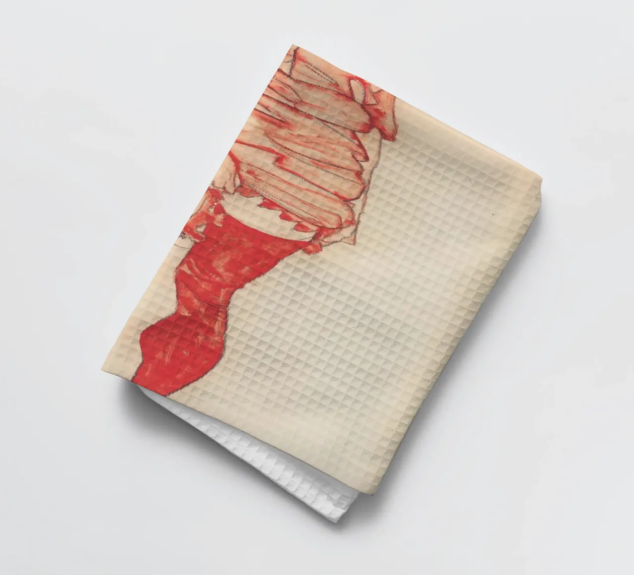 Egon Schiele - Donna in piedi in rosso canovaccio da cucina da William Store
